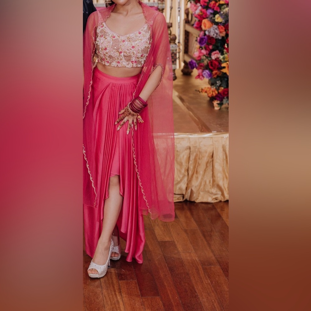 Modern Pink Lengha, top & cape